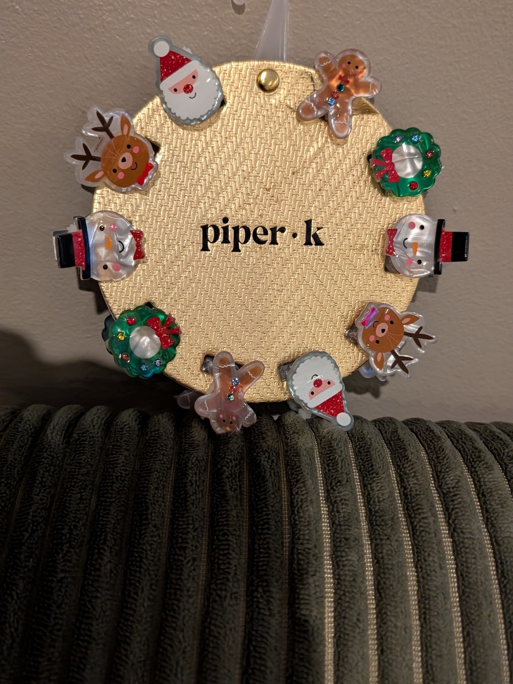 piper·k Kids Holiday Character Hair Clips - Gold with Festive Accents